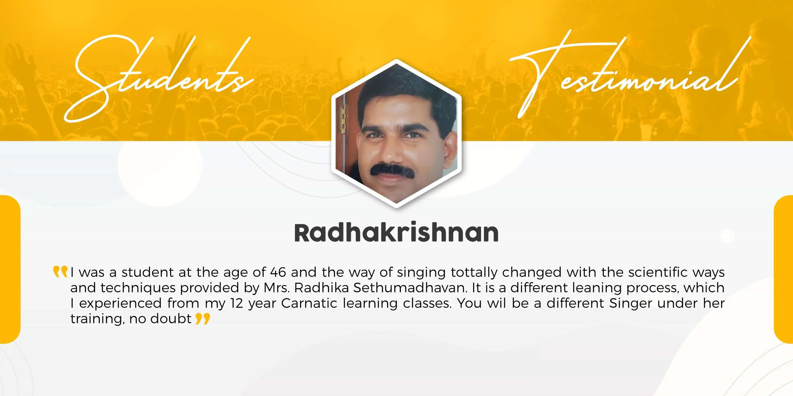 Testimonial Radhakrishnan Soul of Music