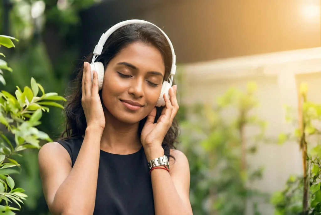 woman smiling headphones Soul of Music